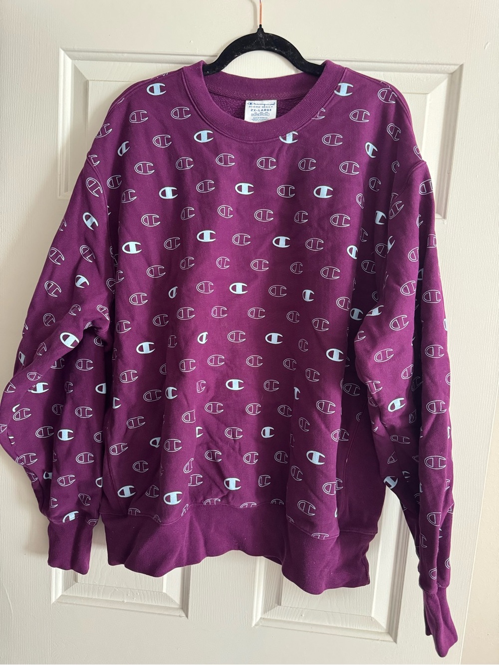 Champion All-Over Logo Crewneck - Plum